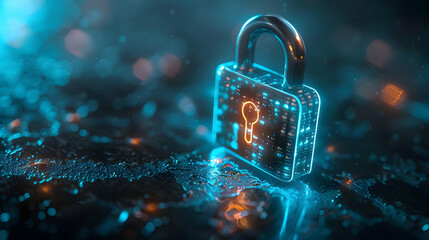 Photo realistic Digital Lock Glyph: Symbolizing Secure Digital Locks for Sensitive Data - Photo Stock Concept