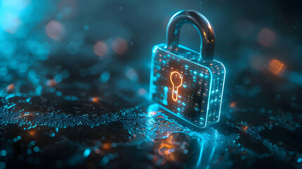 Photo realistic Digital Lock Glyph: Symbolizing Secure Digital Locks for Sensitive Data - Photo Stock Concept