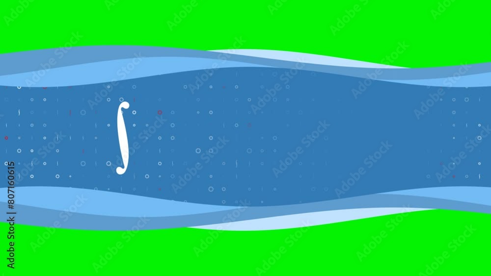 Poster animation of blue banner waves movement with white integral symbol on the left. on the background th