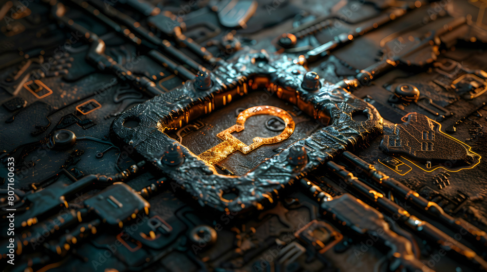 Poster photo realistic encryption enigma emblem - a mysterious symbol for the art of secure communication i