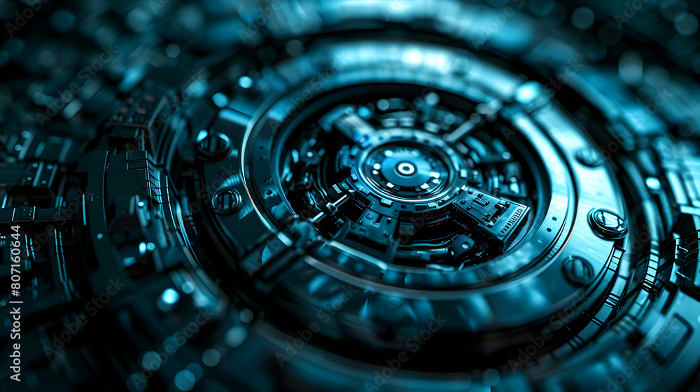 Poster photo realistic encryption enigma emblem representing secure communication in photo stock concept