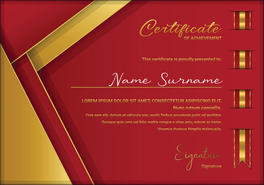 Elegant red certificate and woven ribbon