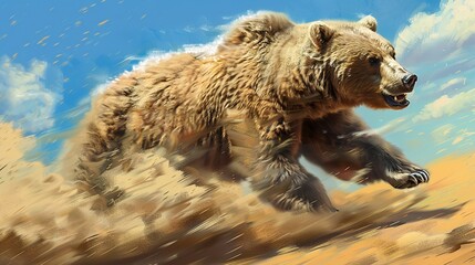 A bear running in the desert