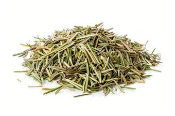Stack of dried rosemary on white background