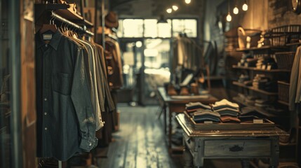 A room overflowing with stylish clothes, tables covered in vintage fabrics and accessories