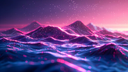 Techno Glow: Neon Ridge Horizon Lights