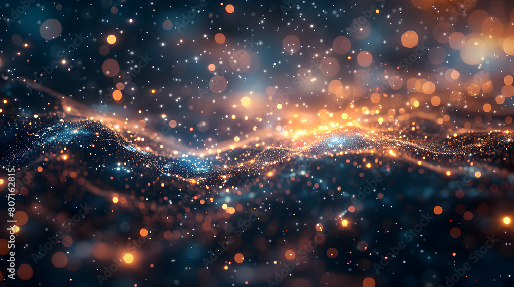 Poster photo realistic node nebula: network nodes floating in digital abstract cosmos