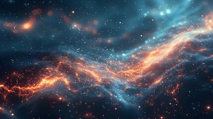 Photo realistic Node Nebula concept - A nebula of network nodes floating in a digital abstract cosmos