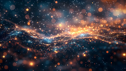 Photo Realistic Node Nebula: Network Nodes Floating in Digital Abstract Cosmos