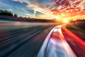 Obraz premium Sunrise motion blur effect on international race track