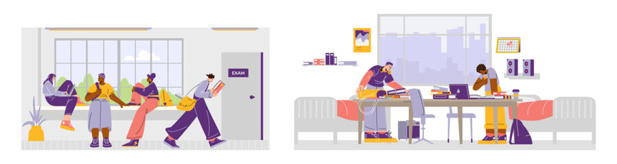 Campus activities vector set