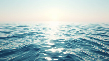 Obraz premium This tranquil image captures the gentle waves of an ocean horizon during sunrise, symbolizing peace and calmness