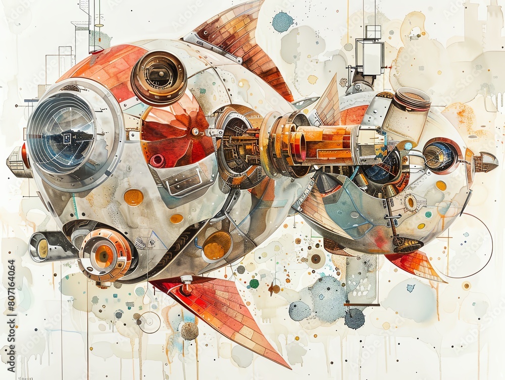 Poster dive into the realm of surrealistic robotics through a birds-eye view lens