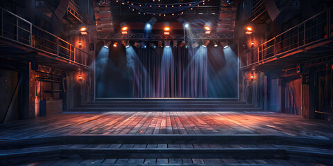 Drama Studio Floor: Displaying a stage area, costume and prop storage, and seating for rehearsals and performances.