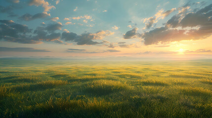 Digital Landscape: Realistic Virtual Plains Representing Abstract Ecosystem in Photo Stock Concept