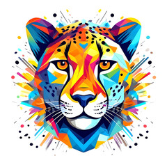 abstract colorful cheetah head in pop art style isolated on white background