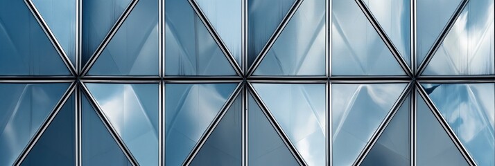 Close-up of a skyscraper's façade revealing intricate geometric patterns and the play of light and shadow on its surface