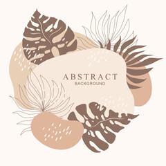 Vector abstract illustration with hand drawn plants and shapes isolated on white background. Contemporary design template for banner, poster, advertising, promotion, invitation, card