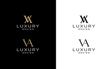 Letter av va logo design with initial gold luxury  vector