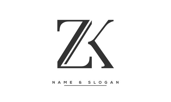ZK, KZ, Z, K Abstract Letters Logo Monogram