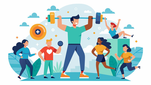 Inspirational fitness challenges and events encouraging members to push themselves and support one another.. Vector illustration
