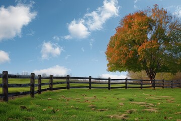 Tree and fence in a beautiful day