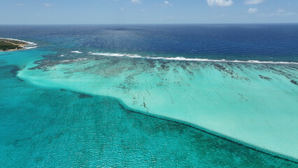 Sorobon Beach At Kralendijk In Bonaire Netherlands Antilles. Island Beach. Blue Sea Landscape....