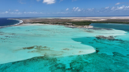 Sorobon Beach At Kralendijk In Bonaire Netherlands Antilles. Island Beach. Blue Sea Landscape....