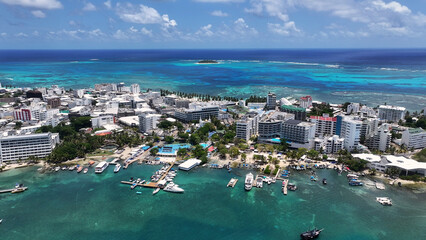 Port Of San Andres At San Andres In Caribbean Island Colombia. Tropical Scenery. Cityscape...