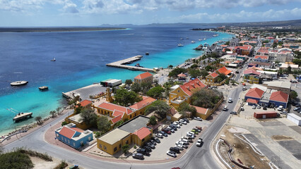 Bonaire Skyline At Kralendijk In Bonaire Netherlands Antilles. Caribbean Island. Downtown Skyline....