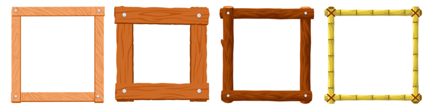 Wooden frame vector. Rectangle picture frame made of wood.