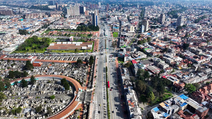 Obraz premium El Dorado Avenue At Bogota In District Capital Colombia. High Rise Buildings Landscape. Cityscape Background. Bogota At District Capital Colombia. Downtown City. Urban Outdoor.