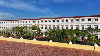 Naklejka premium Famous Building At Cartagena De Indias In Bolivar Colombia. Walls Of Cartagena Landscape. Medieval City. Cartagena De Indias At Bolivar Colombia. Cartagena Skyline. Historical Center.