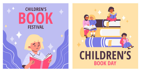 Children s book celebration vector set