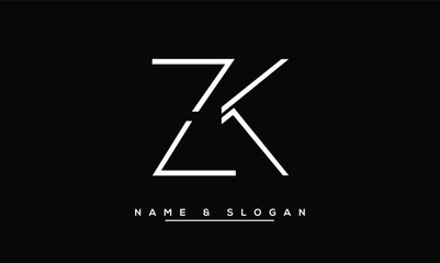 ZK, KZ, Z, K Abstract Letters Logo Monogram