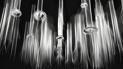 X-ray scan of a set of wind chimes, displaying the tubes and hanging mechanism. AI