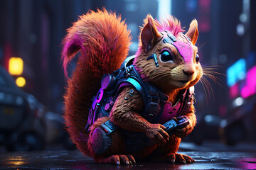 Neon rabbit illustration in the future