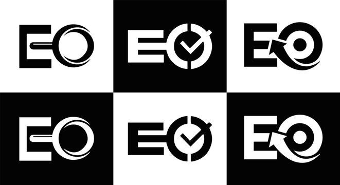 EO logo. E O design. White EO letter. EO, E O letter logo design. Initial letter EO linked circle uppercase monogram logo. E O letter logo vector design.
