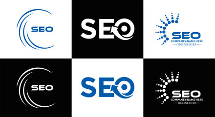 SEO logo. S E O design. White SEO letter. SEO, S E O letter logo design. Initial letter SEO linked circle uppercase monogram logo. S E O letter logo vector design.