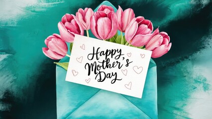 happy mother day card with flowers decoration