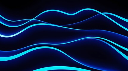 Smooth flow of the wave. Blue neon business background. Generative AI, Generative, AI
