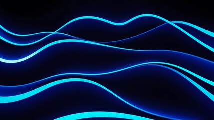 Obraz premium Smooth flow of the wave. Blue neon business background. Generative AI, Generative, AI