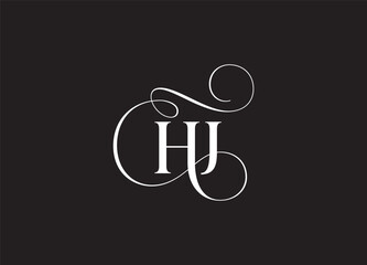 HJ latter ligature typography logo design template