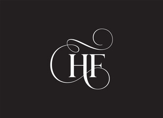 HF latter ligature typography logo design template