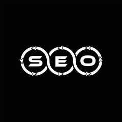 SEO logo. S E O design. White SEO letter. SEO, S E O letter logo design. Initial letter SEO linked circle uppercase monogram logo. S E O letter logo vector design.