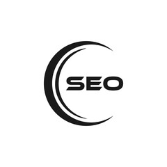 SEO logo. S E O design. White SEO letter. SEO, S E O letter logo design. Initial letter SEO linked circle uppercase monogram logo. S E O letter logo vector design.