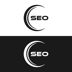 SEO logo. S E O design. White SEO letter. SEO, S E O letter logo design. Initial letter SEO linked circle uppercase monogram logo. S E O letter logo vector design.