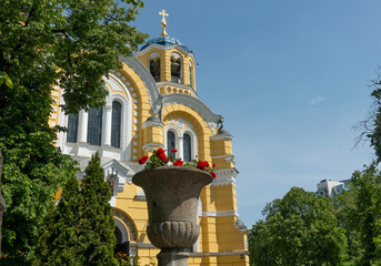 View of the Kiev-Vladimir Cathedral on a spring day