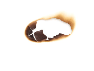 Burned paper isolated on white background