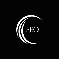 SEO logo. S E O design. White SEO letter. SEO, S E O letter logo design. Initial letter SEO linked circle uppercase monogram logo. S E O letter logo vector design.